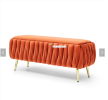 Oval Storage Bench with Gold Legs,Velvet Fabric ,Woven,Upholstered Ottoman Storage Benches for Bedroom