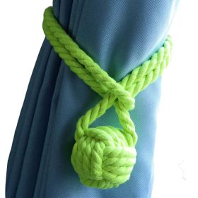 2 Pcs Knitting Cotton Rope Curtain Tiebacks Decorative Tassel Buckle Cord Knot Drapery Tie Backs, Green