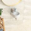 Wall Mount Single Bowl Ceramic Bathroom Sink, White Wall Hung Porcelain Vessel Sink, Floating Lavatory Vanity Basin with Faucet Hole and Overflow