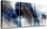 Abstract Wall Art Blue Landscape Stripe Canvas Wall Art Watercolor Canvas Painting Prints Contemporary Artworks Wall Pictures for Living Room Bedroom