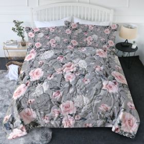 Pink Floral Comforter Set - Vintage Aesthetic Rose Floral Bedding with Botanical Leaf Print Pattern Modern Trendy Flower Bed Set for Teens Girls Kids(