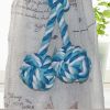 2 Pcs Cotton Rope Curtain Tiebacks Decorative Hand-woven Round Knot Curtain Drapery Tiebacks Tassel, Blue White