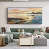 Hand Oil Painting Canvas Wall Art Decoration Abstract Seascape Painting Colorful Seaside Sunset for Home Living Room hallway bedroom luxurious decorat