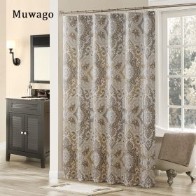 Muwago Khaki Classic Polyester Waterproof Fabric Paisley Printed Black Out Stain Resistant Mildew-Proofing Curtain For Barthroom (size: W78"*H72")