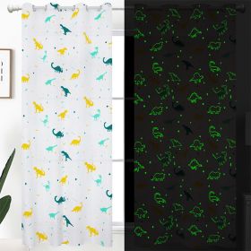 Muwago Glow In The Dark Curtain Cartoon Dinosaur Printed Warm And Cold Insulating Thermal Luminous Curtain For Living Room Decor (size: W72"*H72")