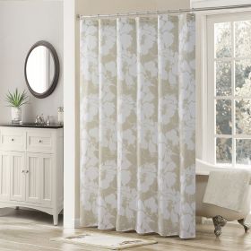 Muwago Vintage White Large Print Shower Curtain Beige Waterproof And Anti-Mould Bathing Partition Curtain Fabric Bathroom Decor (size: W72"*H72")