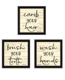 Trendy Decor 4U "Bathroom Commands" Framed Wall Art for Bathroom, Wall Art Print for Home Decor, Bathroom Wall Art by Susie Boyer (Color: as Pic)