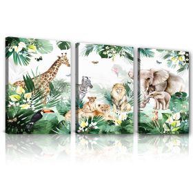 Marble Picture Frame, Canvas Wall Art, 3 Piece (12inX16in), Wall Decor for Bedroom (Color: animal 01, size: 1park-3pcs)