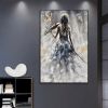 Oil Painting 100% Handmade Hand Painted Wall Art On Canvas Vertical Abstract Violin Women Back Home Decoration Decor